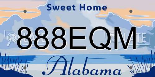 888EQM Alabama License Plate