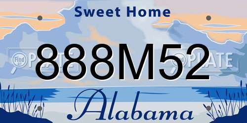 888M52 Alabama License Plate