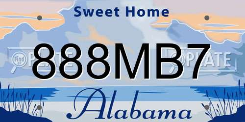 888MB7 Alabama License Plate