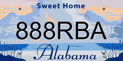888RBA Alabama License Plate