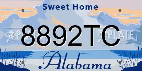 8892TC Alabama License Plate