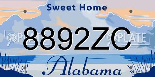 8892ZC Alabama License Plate