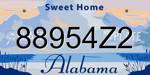 88954Z2 Alabama License Plate