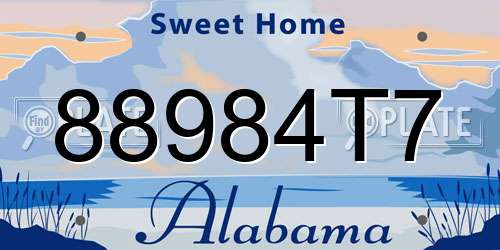 88984T7 Alabama License Plate
