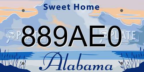 889AE0 Alabama License Plate