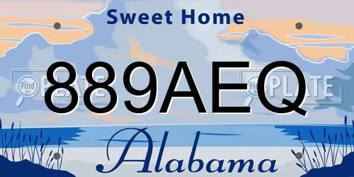 889AEQ Alabama License Plate