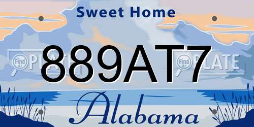 889AT7 Alabama License Plate