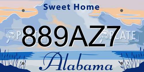 889AZ7 Alabama License Plate