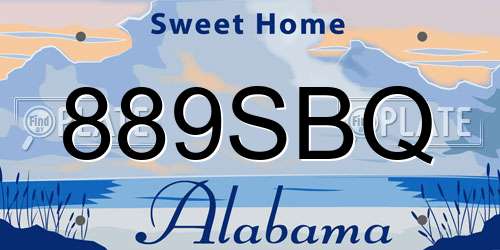 889SBQ Alabama License Plate