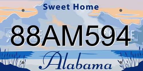 88AM594 Alabama License Plate