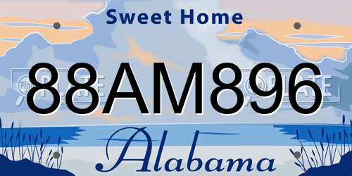 88AM896 Alabama License Plate