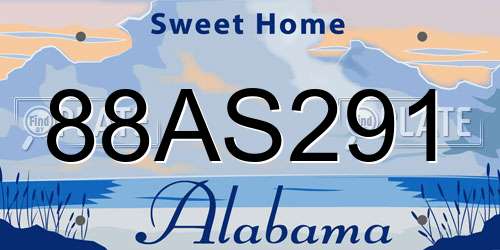 88AS291 Alabama License Plate