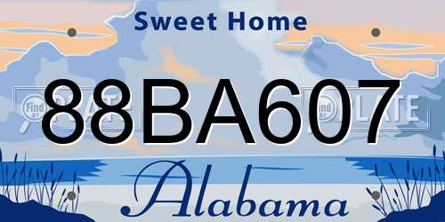 88BA607 Alabama License Plate