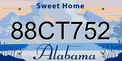 88CT752 Alabama License Plate