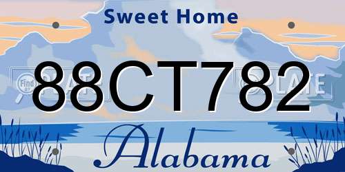 88CT782 Alabama License Plate