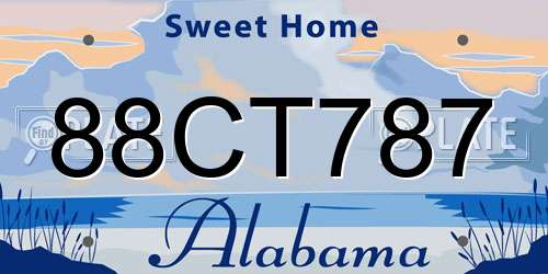 88CT787 Alabama License Plate
