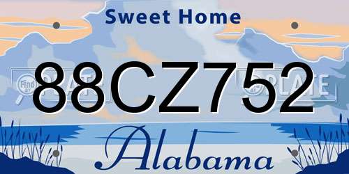 88CZ752 Alabama License Plate