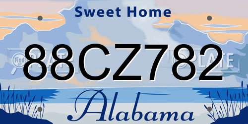 88CZ782 Alabama License Plate