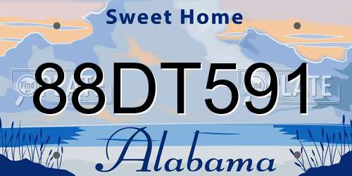 88DT591 Alabama License Plate
