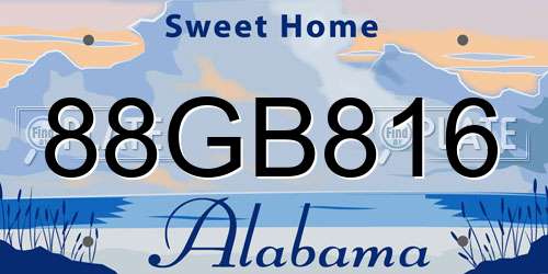 88GB816 Alabama License Plate