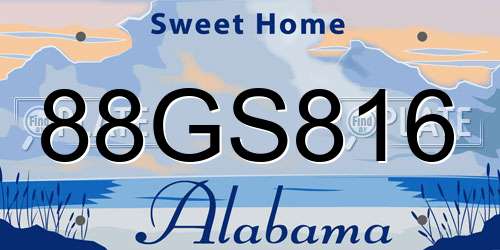 88GS816 Alabama License Plate