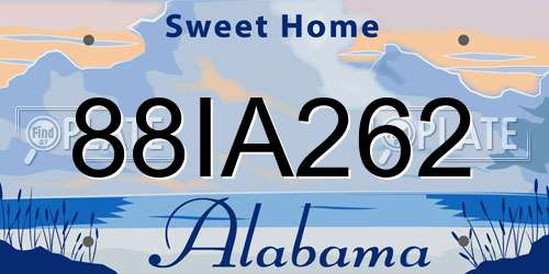 88IA262 Alabama License Plate