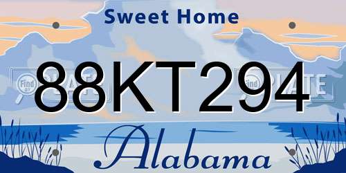 88KT294 Alabama License Plate