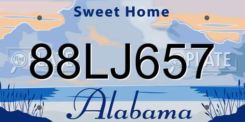 88LJ657 Alabama License Plate