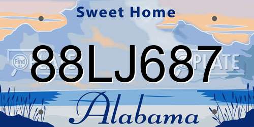 88LJ687 Alabama License Plate