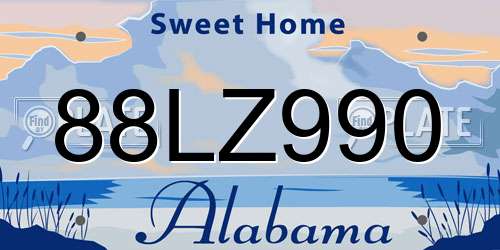 88LZ990 Alabama License Plate