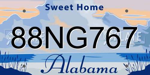 88NG767 Alabama License Plate