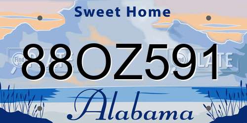 88OZ591 Alabama License Plate