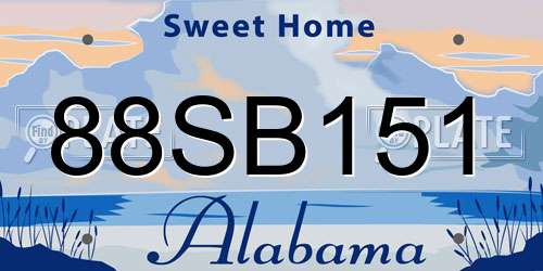 88SB151 Alabama License Plate