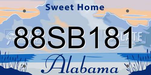 88SB181 Alabama License Plate