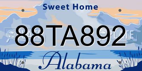 88TA892 Alabama License Plate