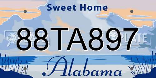 88TA897 Alabama License Plate