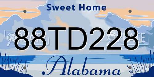 88TD228 Alabama License Plate