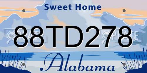 88TD278 Alabama License Plate