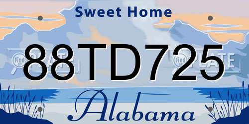 88TD725 Alabama License Plate
