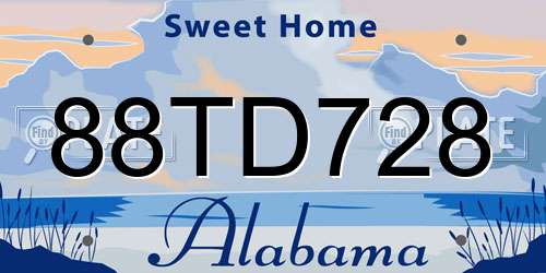 88TD728 Alabama License Plate