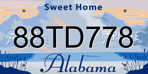 88TD778 Alabama License Plate