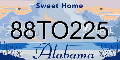 88TO225 Alabama License Plate