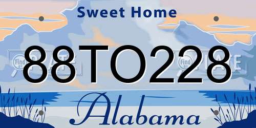 88TO228 Alabama License Plate