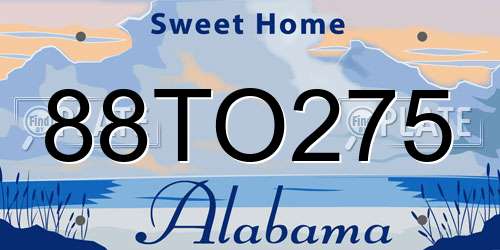 88TO275 Alabama License Plate