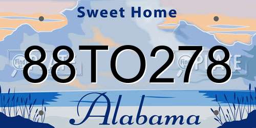 88TO278 Alabama License Plate