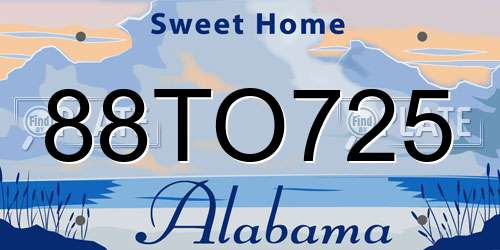 88TO725 Alabama License Plate