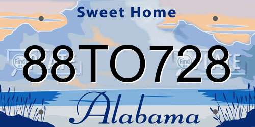 88TO728 Alabama License Plate