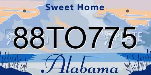 88TO775 Alabama License Plate