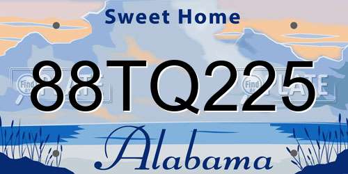 88TQ225 Alabama License Plate