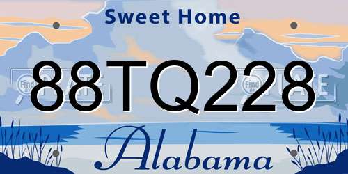 88TQ228 Alabama License Plate